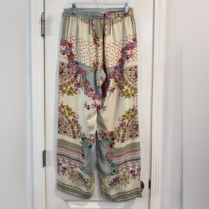 Johnny Was Cream Wide Leg Pants Bohemian Style